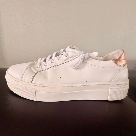 PAIGE White and Rose Gold Leather Platform Sneakers size 11 (run small) - Picture 5 of 16